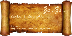 Zsubori Zsanett névjegykártya